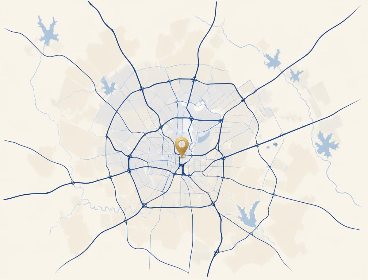 Illustrated map representing the greater San Antonio mobile notary service area